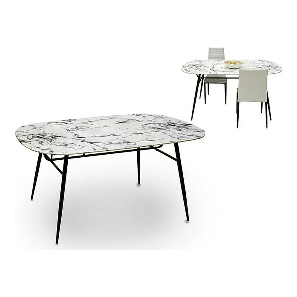 Side Table Gift Decor White Black 90 X 76,5 X 160 Cm Tempered Glass 2