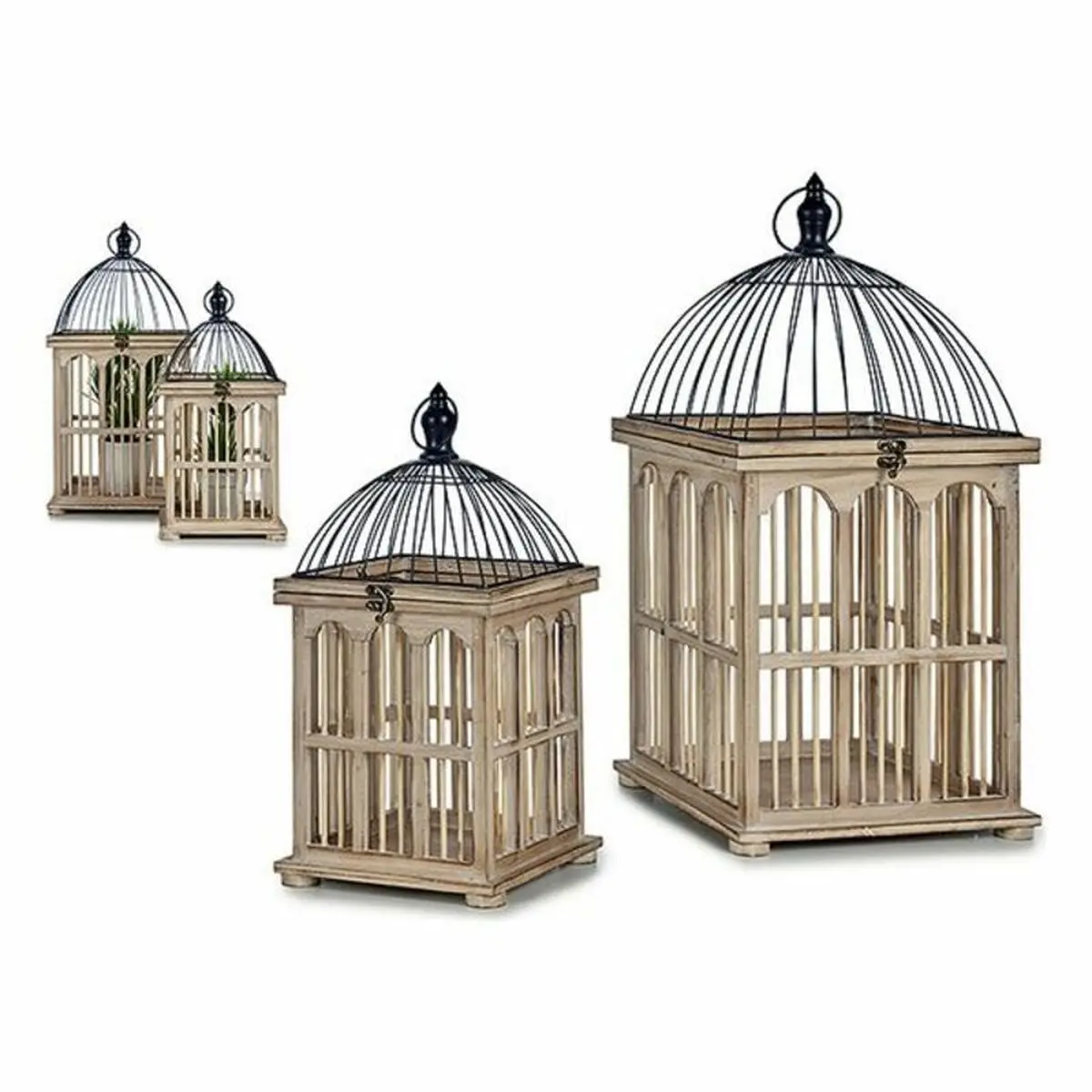 Cage Squared Wood Natural (2 Pieces) 1