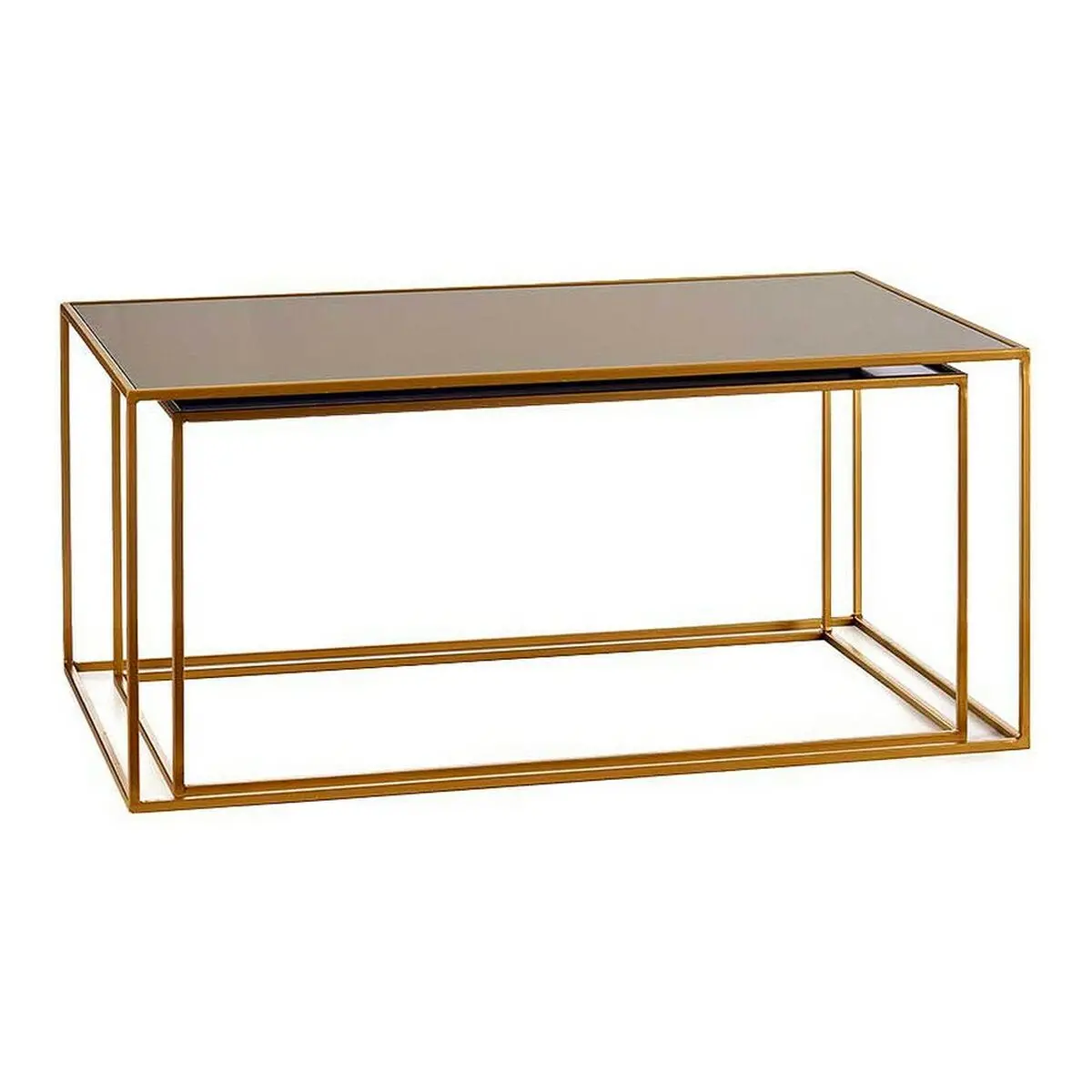 Set Of 2 Tables Gift Decor Black Golden Metal Crystal 55 X 40 X 90 Cm 1