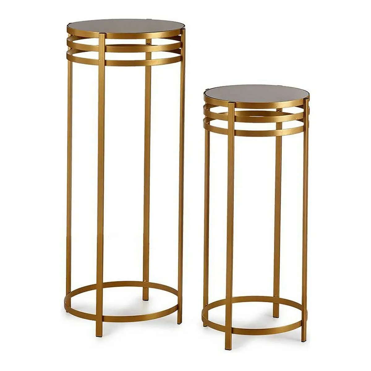 Set Of 2 Tables Gift Decor Black Golden Metal Crystal 42,5 X 105 X 42,5 Cm 1