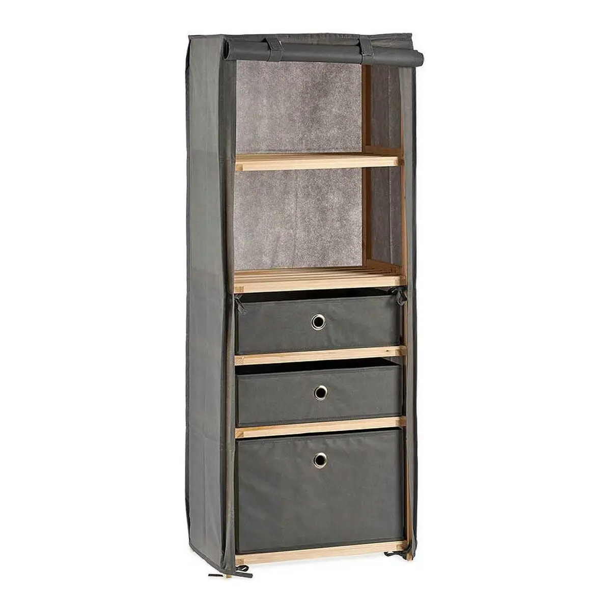 Shelves Kipit Brown Grey Wood Cloth 28 X 113 X 42 Cm 1