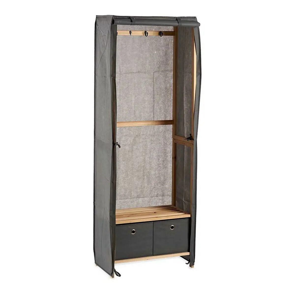 Coat Rack Kipit Grey Wood Cloth 31,5 X 58 X 168 Cm 1