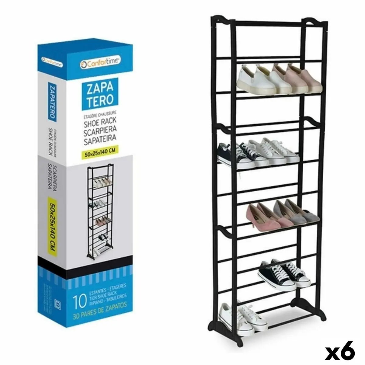 Shoe Rack Confortime Metal (6 Units) 1