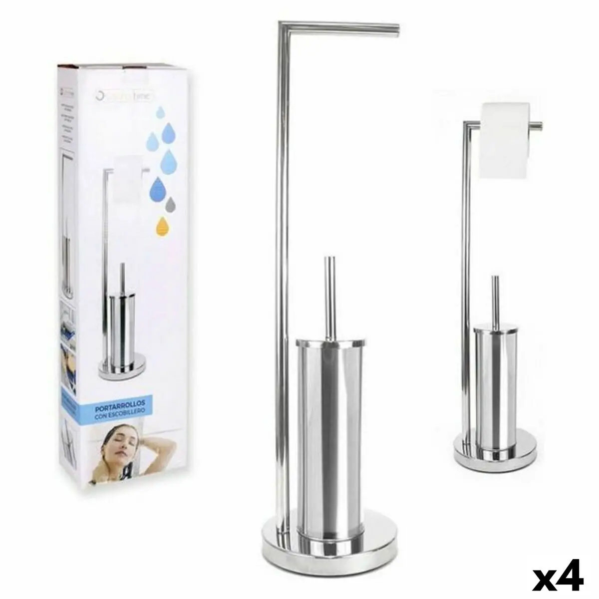 Toilet Paper Holder With Brush Stand Confortime 18,5 X 74 Cm (4 Units) 1