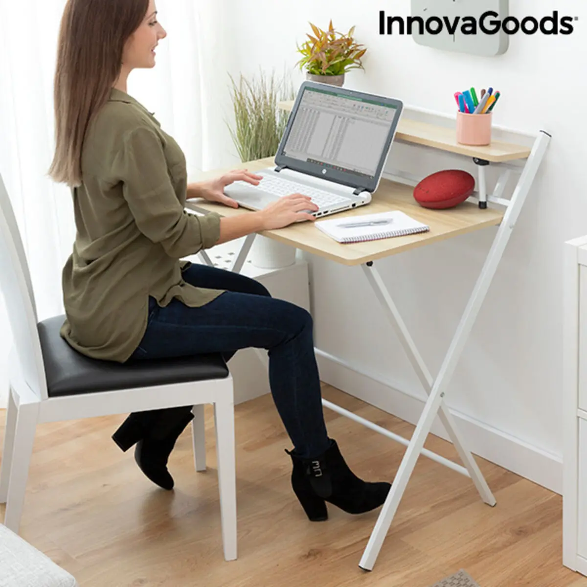 Folding Desk With Shelf Tablezy Innovagoods 1