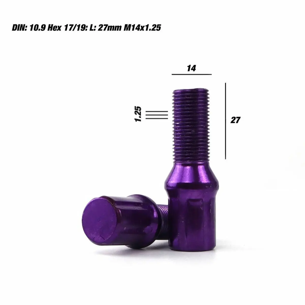 Set Nuts Omp 27 Mm Violet 20 Uds M14 X 1,25 2