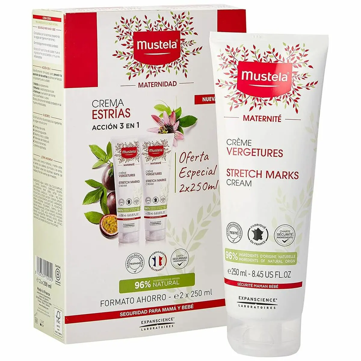 Anti-Stretch Mark Cream Mustela 48623 250 Ml 3-In-1 1