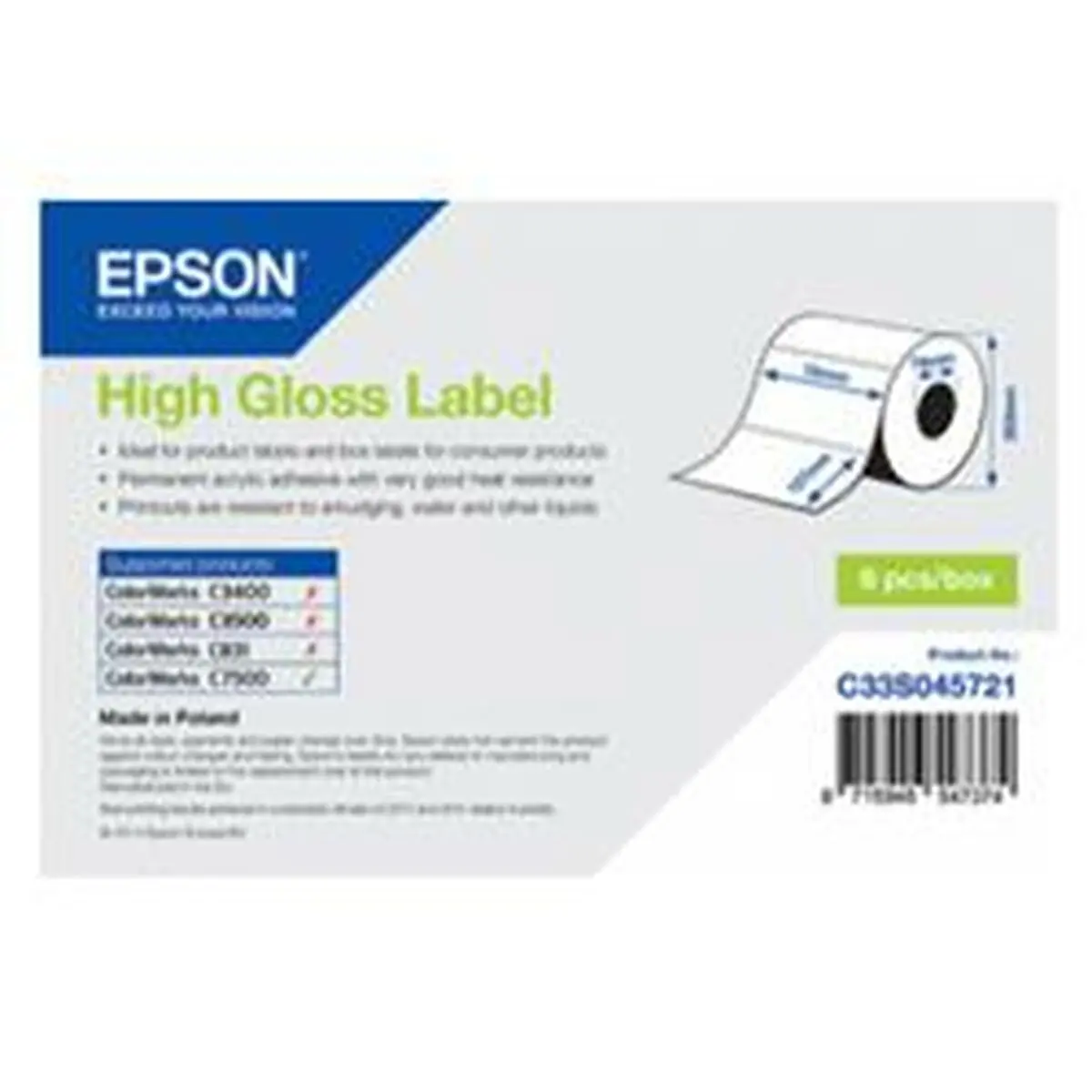 Printer Labels Epson C33s045721 White Shiny (1 Unit) 1