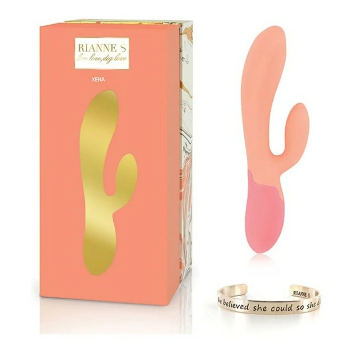 Dual Stimulation Vibe Rianne S Essentials Xena Rabbit Orange Coral 1