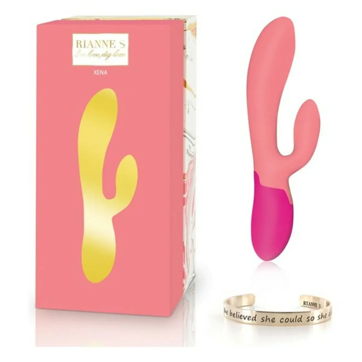 Dual Stimulation Vibe Rianne S Essentials Xena Rabbit Coral Pink 1