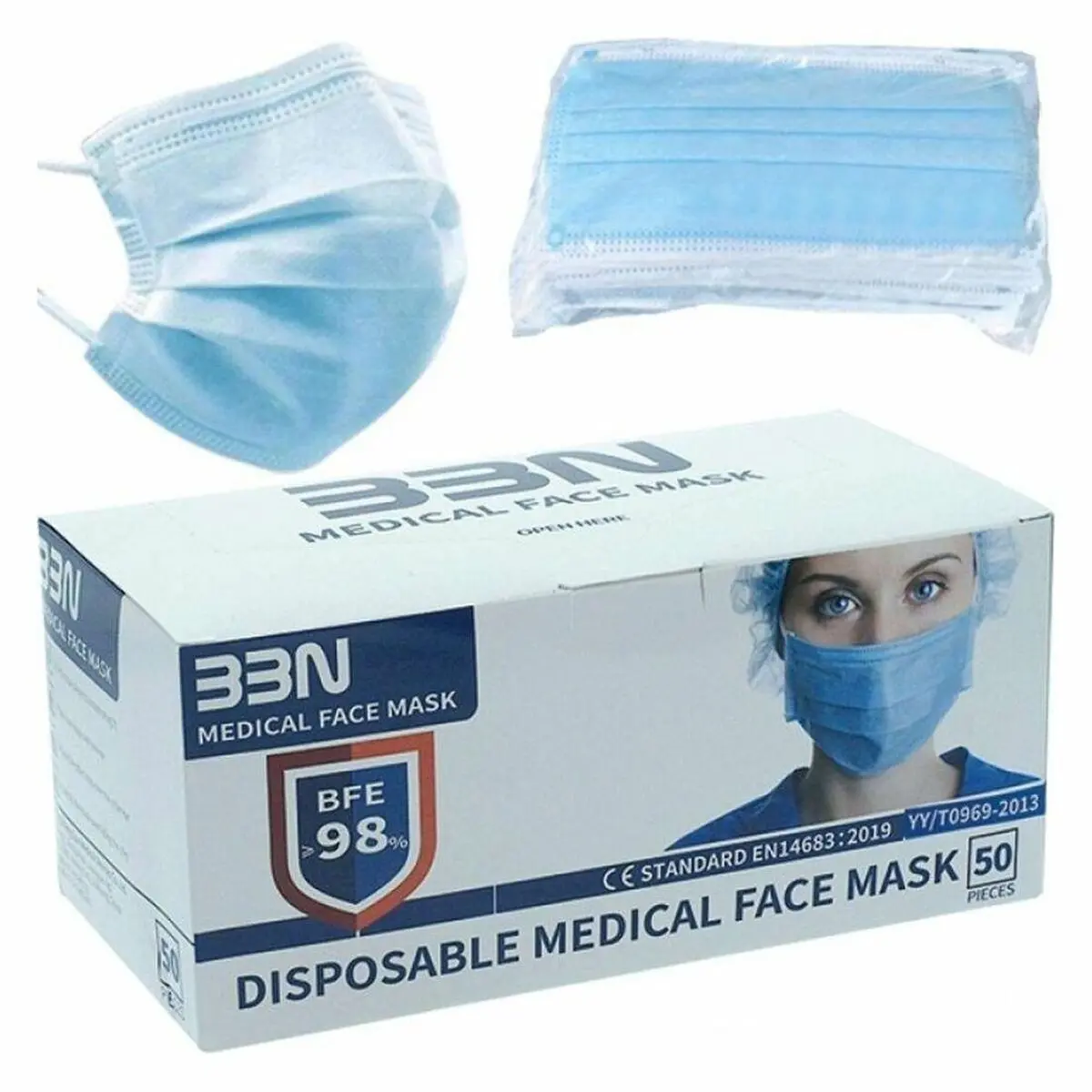 Hygienic Face Mask Blue Adult (50 Uds) 1