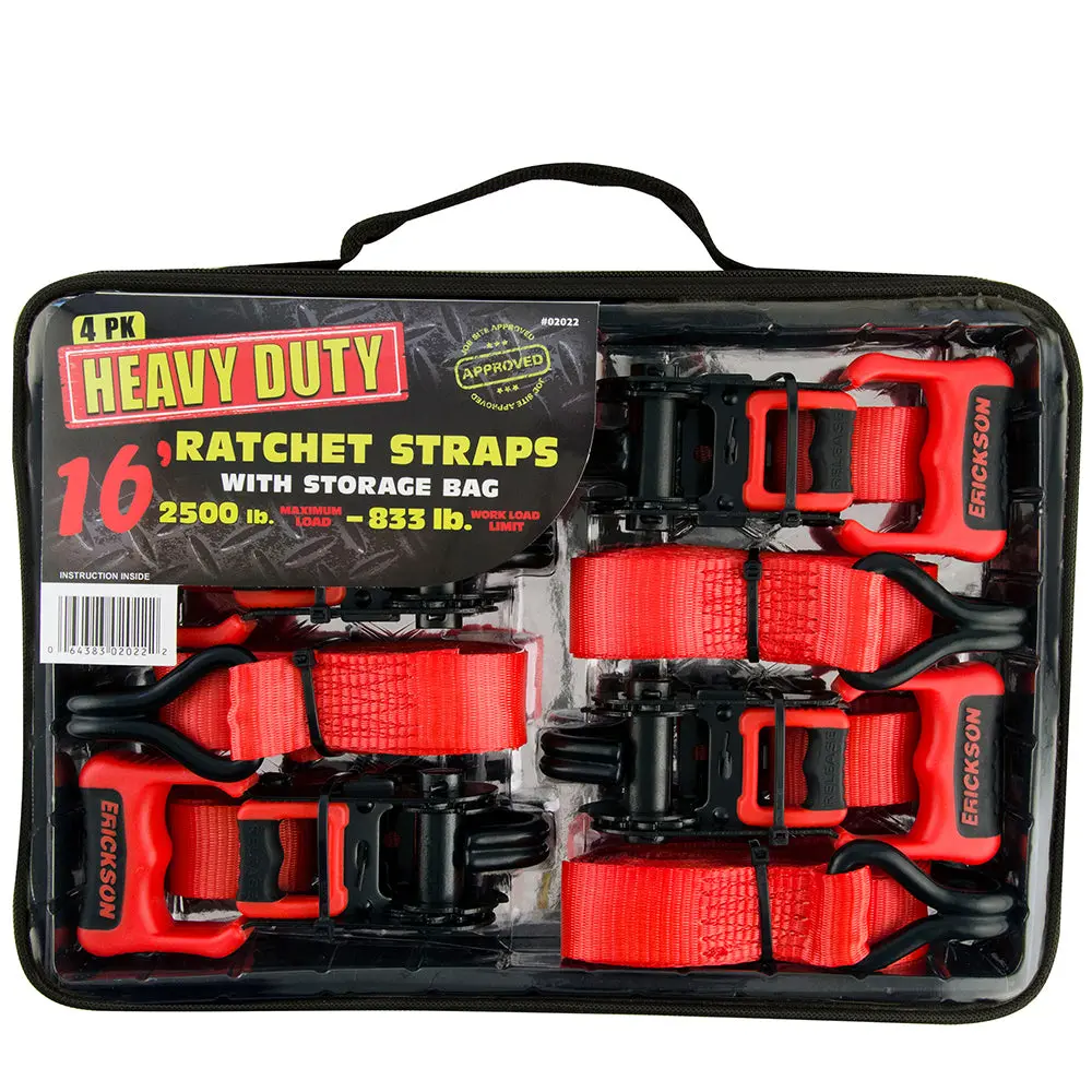 1.25″ X 16′ – 2500 Lb. Rubber Handle Ratchet Strap In A Bag 1