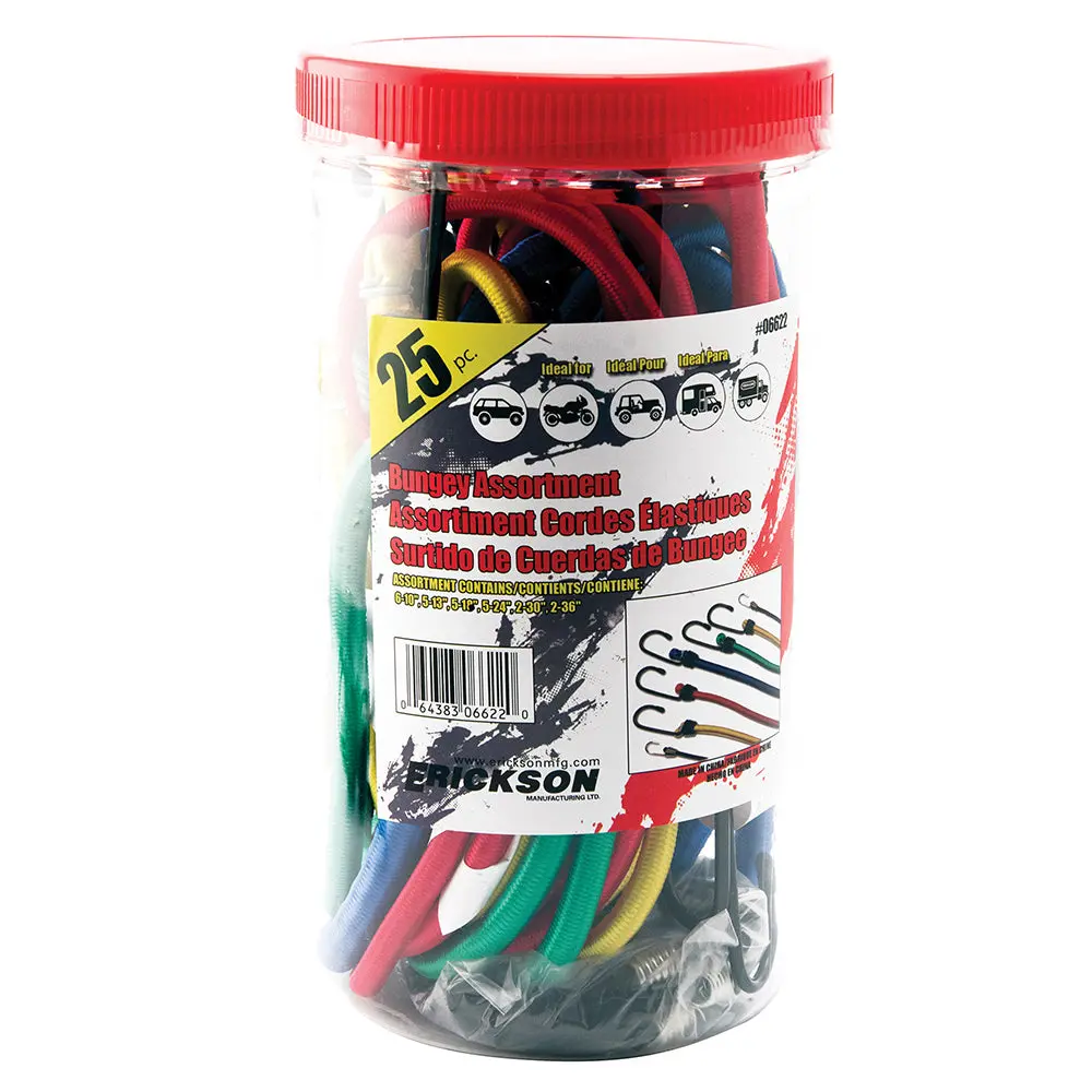 25 Pack Assorted Jar Of Bungey Cords 1