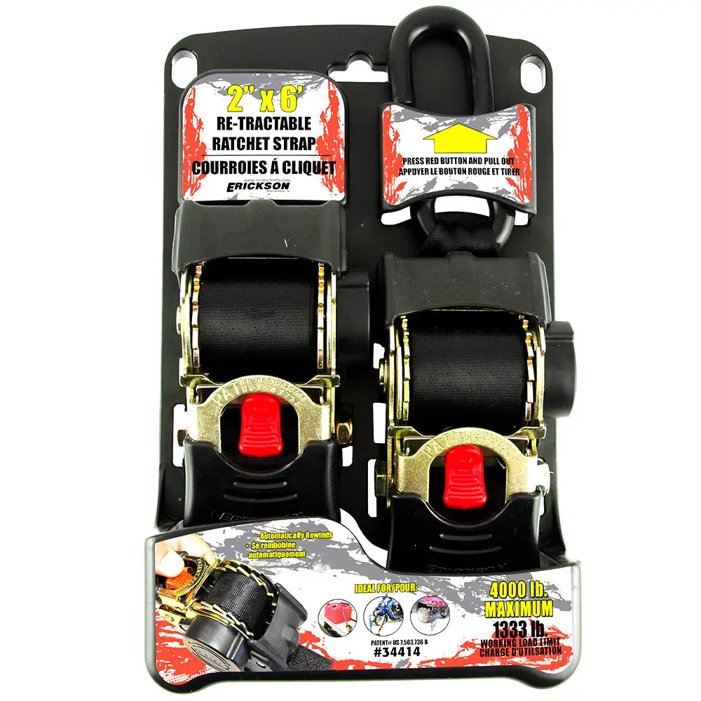 2″ X 6′ – 4000 Lb. Re-Tractable Ratchet Straps 1