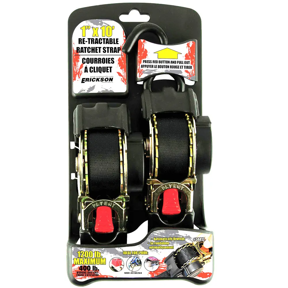 1″ X 10′ – 1200 Lb. Re-Tractable Ratchet Straps 1
