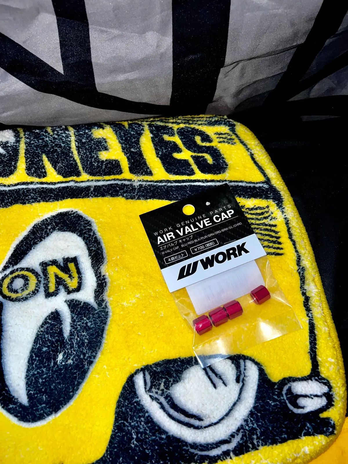 Red Work Wheels Tyre Valve Caps 1