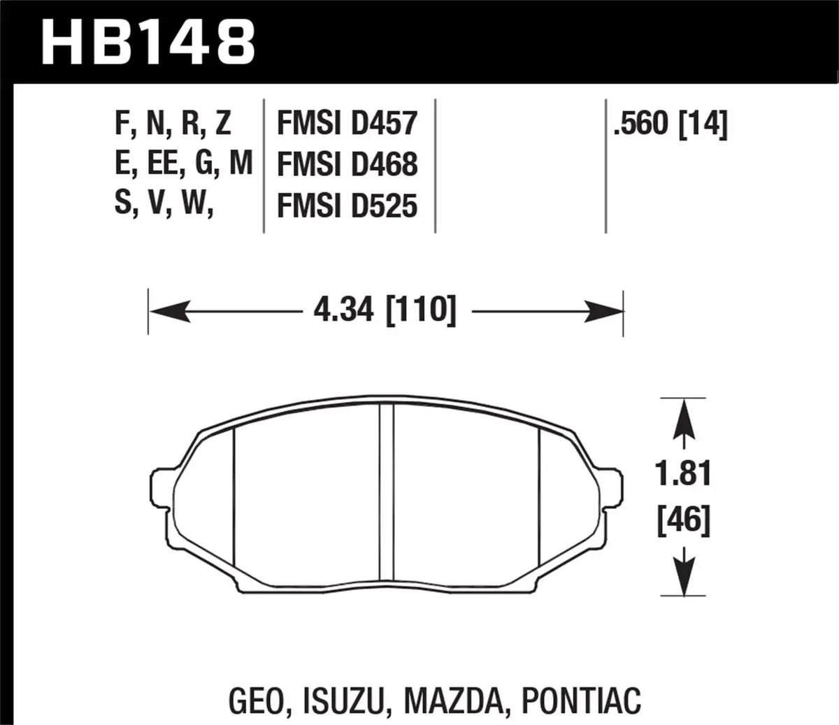 Hawk Dtc-60 Brake Pad - Front (Hb148g.560) 1