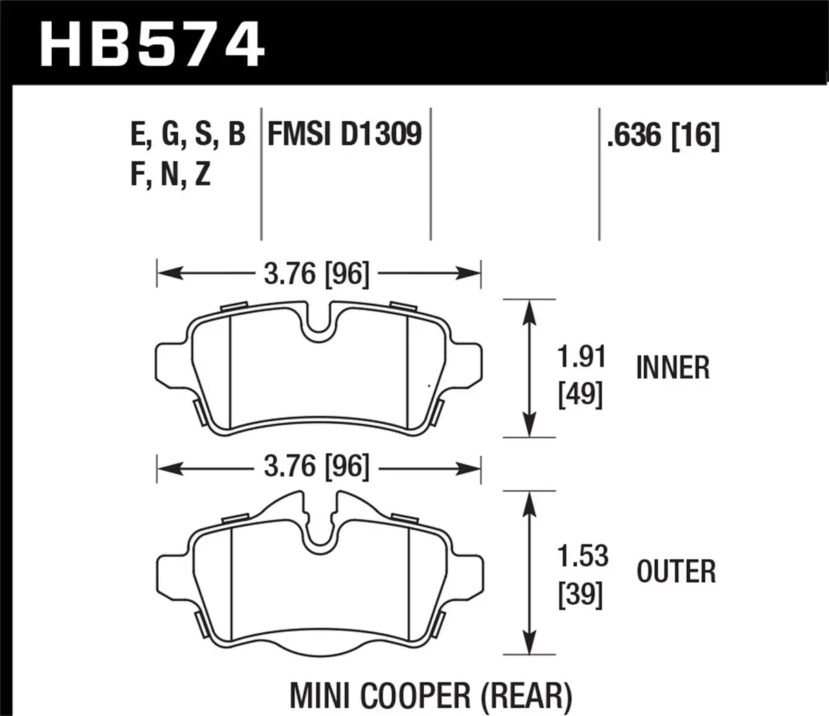 Hawk Dtc-60 Brake Pad - Rear (Hb574g.636) 1