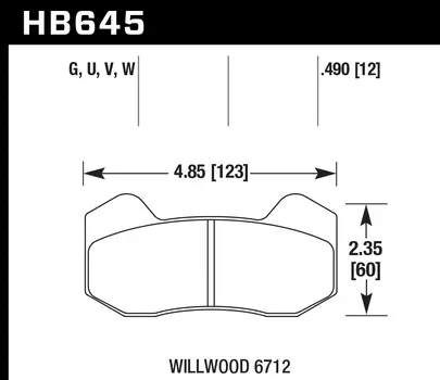 Hawk Motorsports Dtc-60 Brake Pad For Wilwood 6712: Hb645g.490 1