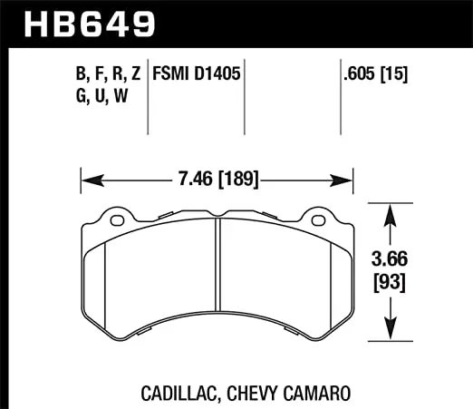 Hawk Motorsports Dtc-70 Brake Pad For Cts-V: Hb649u.605; Overall Thickness: 15 Mm 1