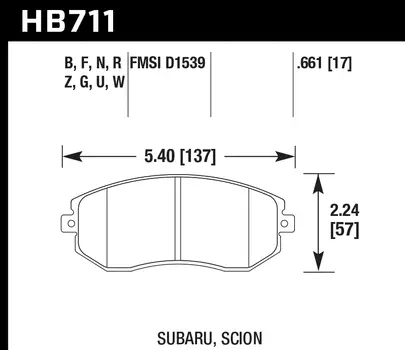 Street Hawk Brake Pads Front Subaru , Scion 1