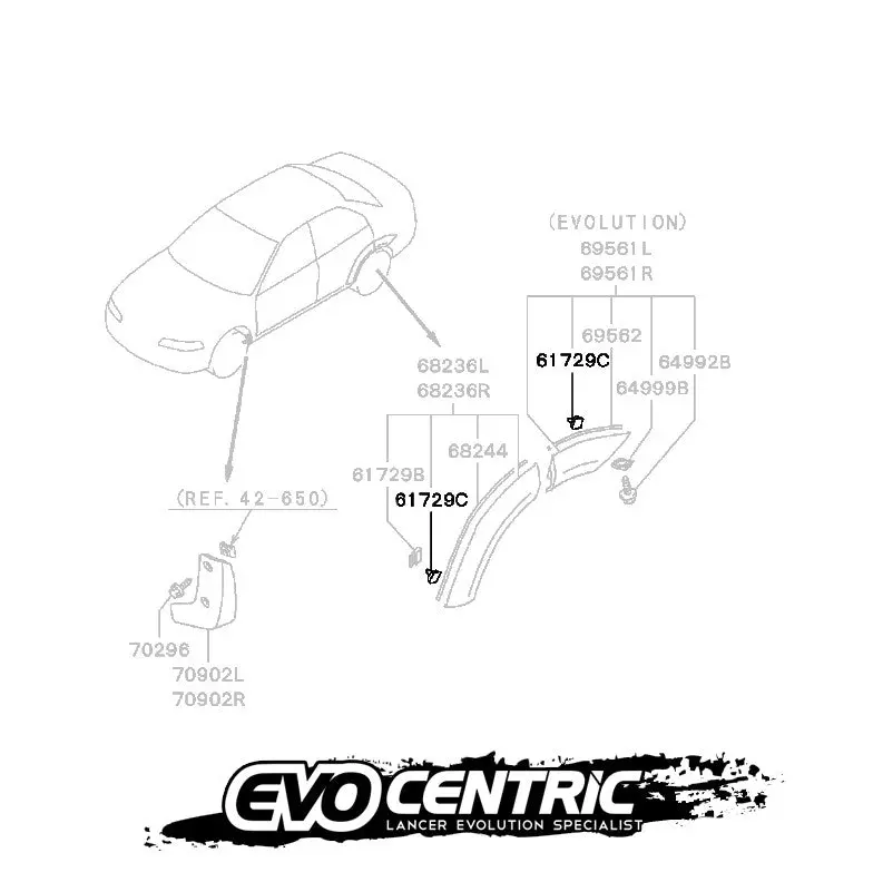 Flare Over Fender Plastic Clips (2 Pack) - Cp9a Mb406999 Mb132135 1