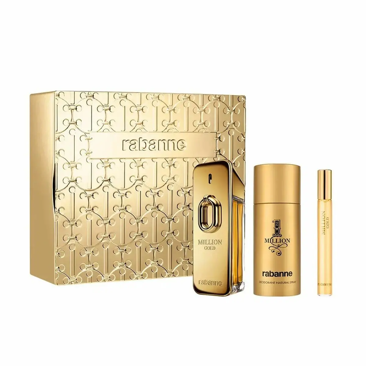 Men's Perfume Set Paco Rabanne Million Gold Edp 3 Pieces 1