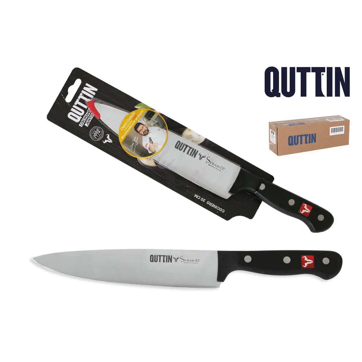 Kitchen Knife Quttin Sybarite Black Silver 20 Cm (8 Units) 2