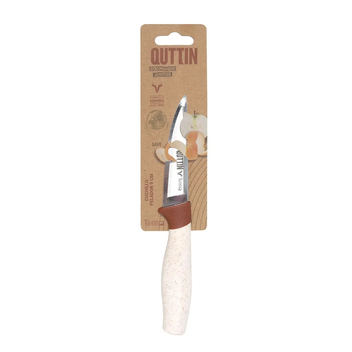 Peeler Knife Quttin Terra Brown Silver Stainless Steel 9 Cm (48 Units) 2