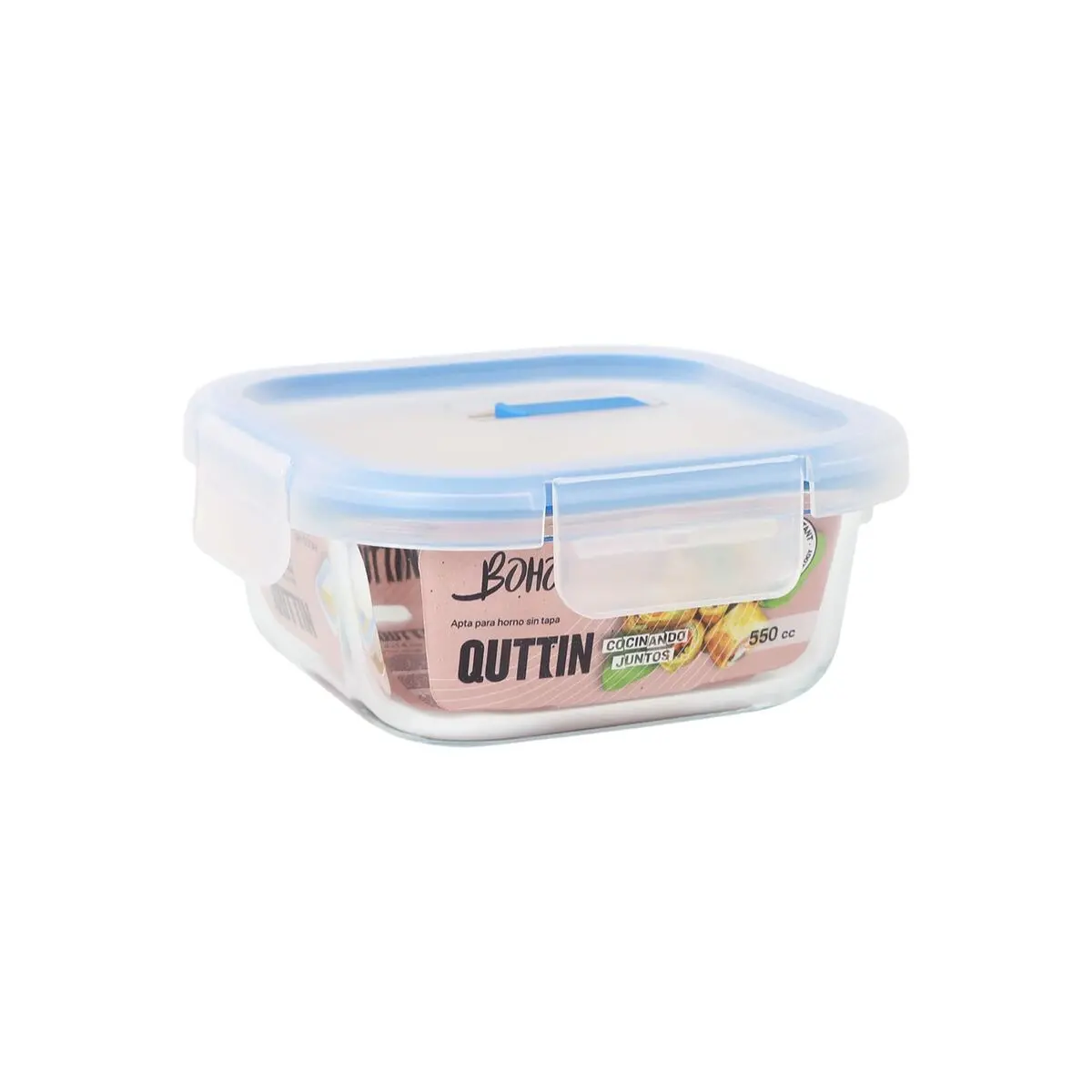Hermetic Lunch Box Quttin Boho Transparent 550 Ml (12 Units) 2