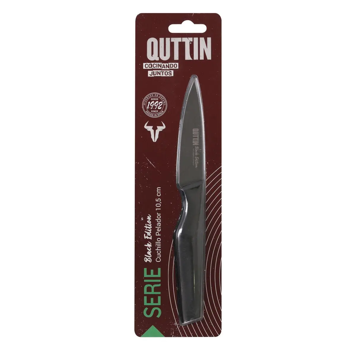 Peeler Knife Quttin Black Stainless Steel 9 Cm (12 Units) 2