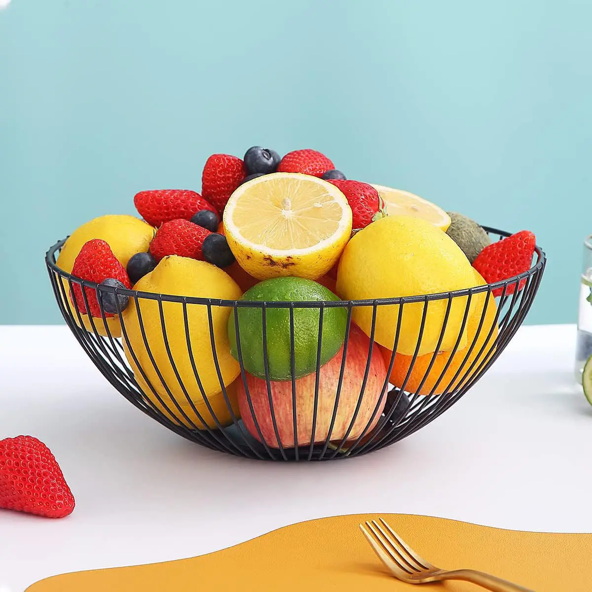 Fruit Bowl Confortime Black Metal 24,5 X 24,5 X 10 Cm (12 Units) 2