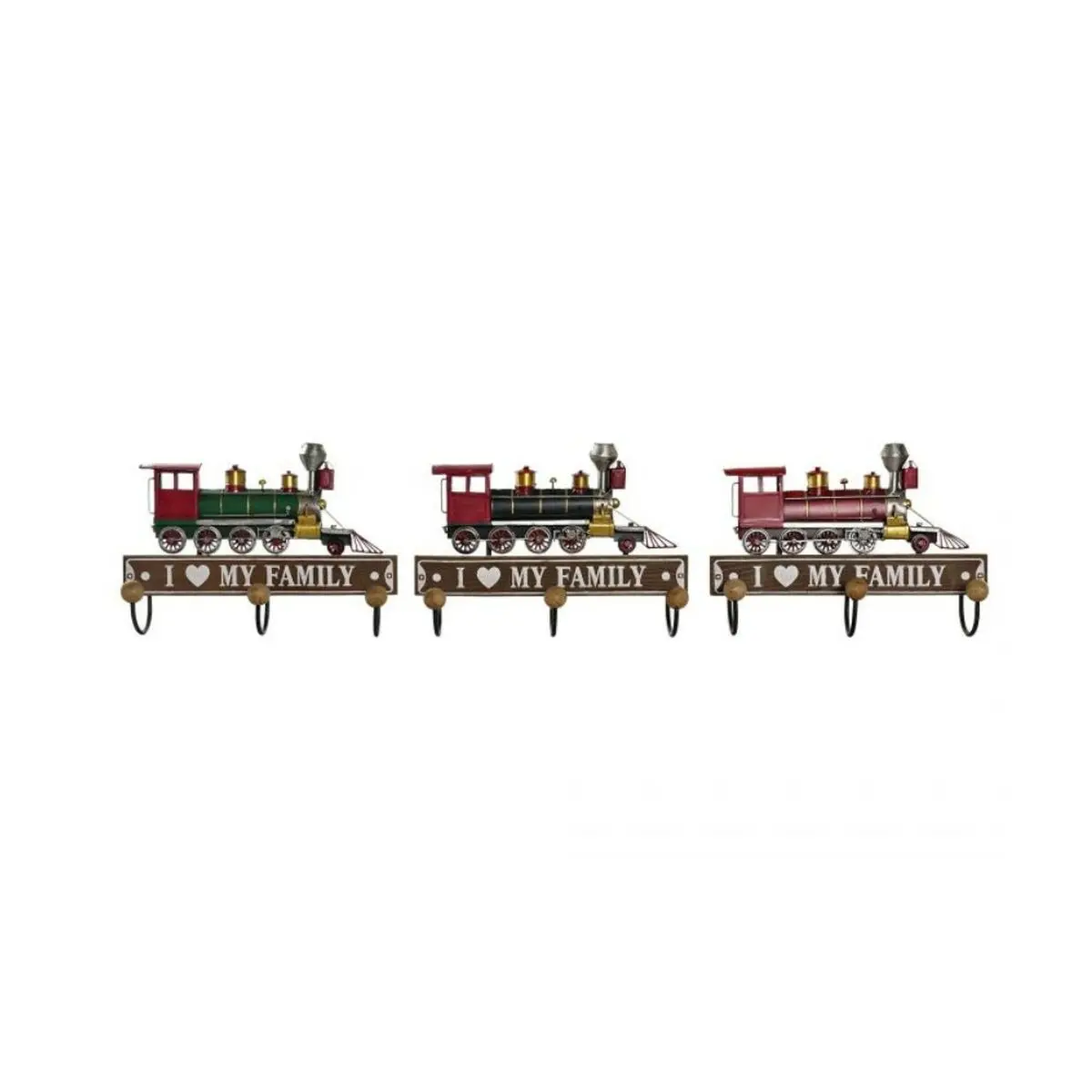 Wall Mounted Coat Hanger Dkd Home Decor 29 X 8 X 20 Cm Metal Vintage Mdf Wood (3 Pieces) 1