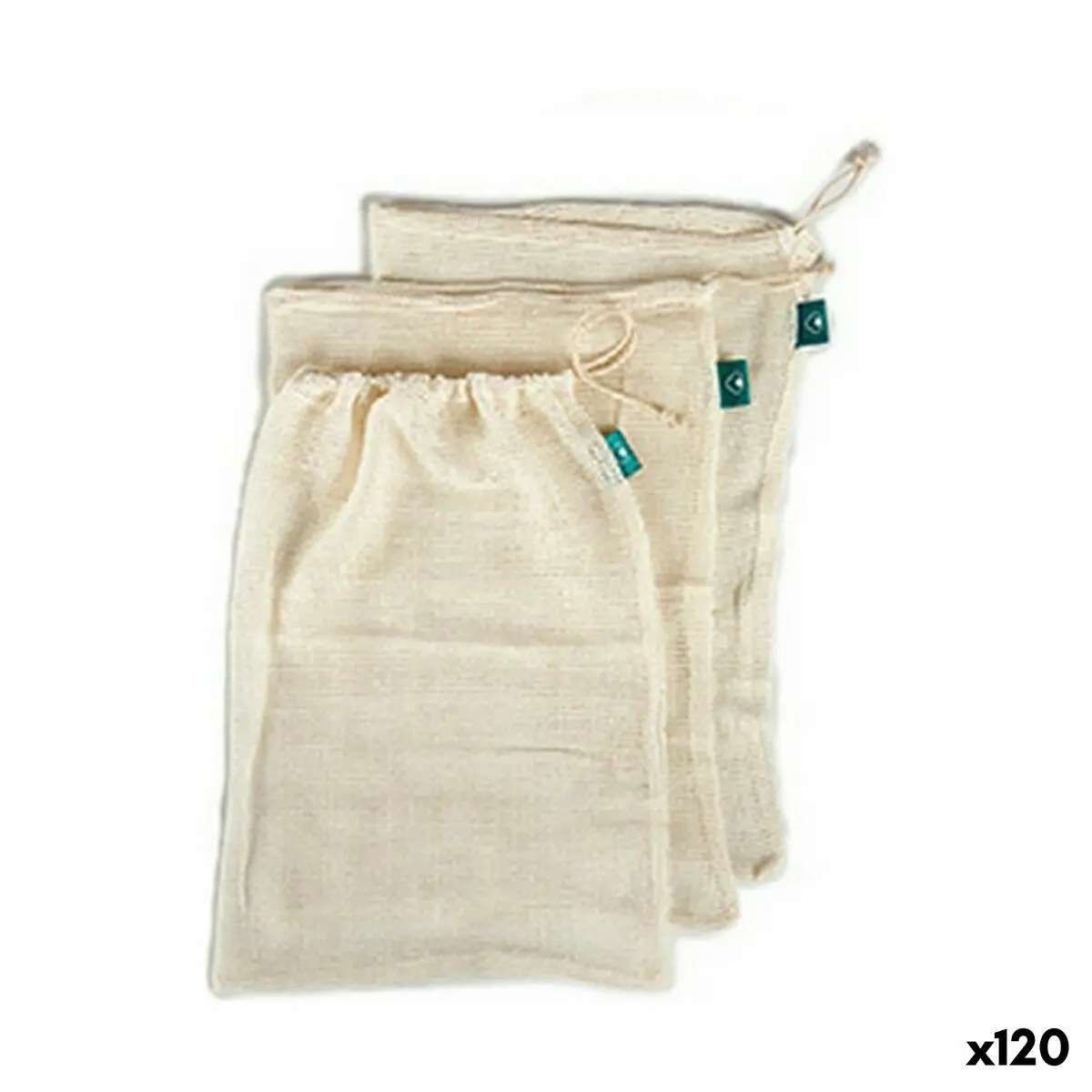 Reusable Food Bag Set White 100% Cotton 5 X 48 X 33 Cm (120 Units) 1