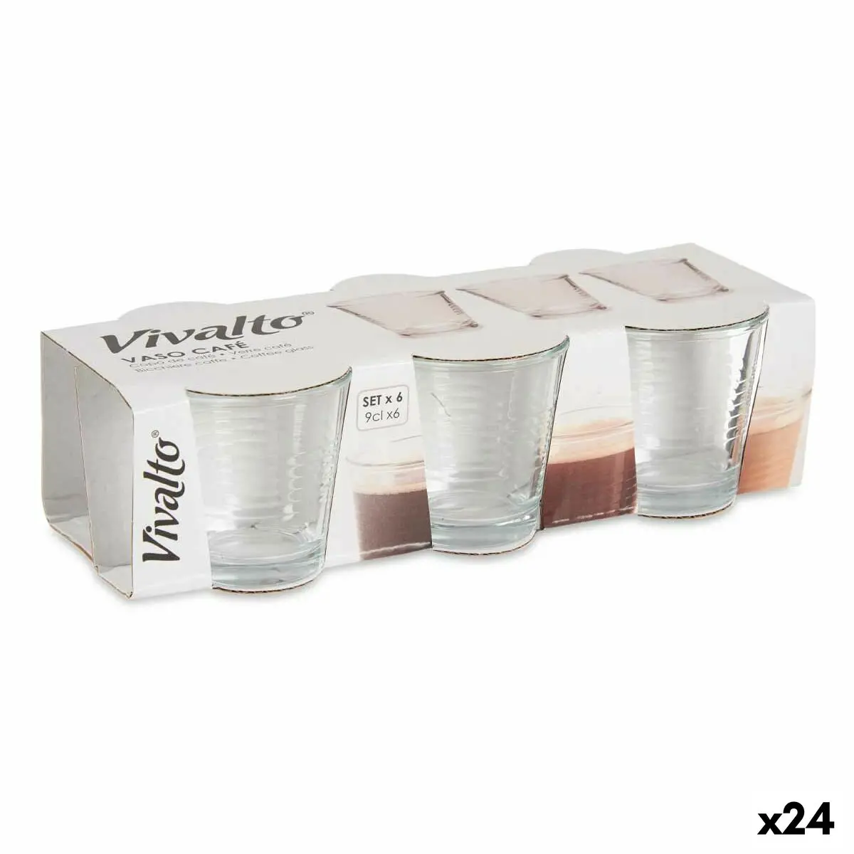 Set Of Glasses Vivalto Transparent Glass 90 Ml (24 Units) 1