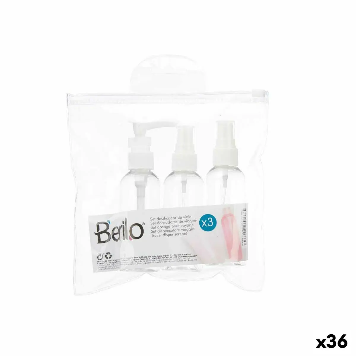 Travel Set Berilo Ch56289 White Transparent Plastic (36 Units) 1