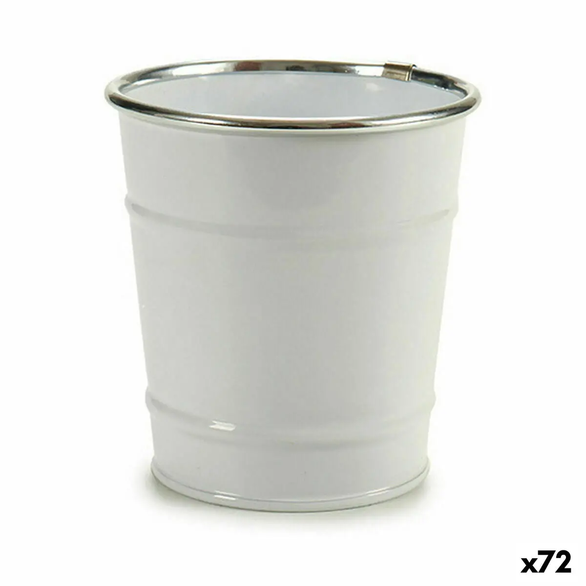 Planter Ibergarden White Silver Zinc Bucket 10,5 X 10,5 X 10,5 Cm (72 Units) 1