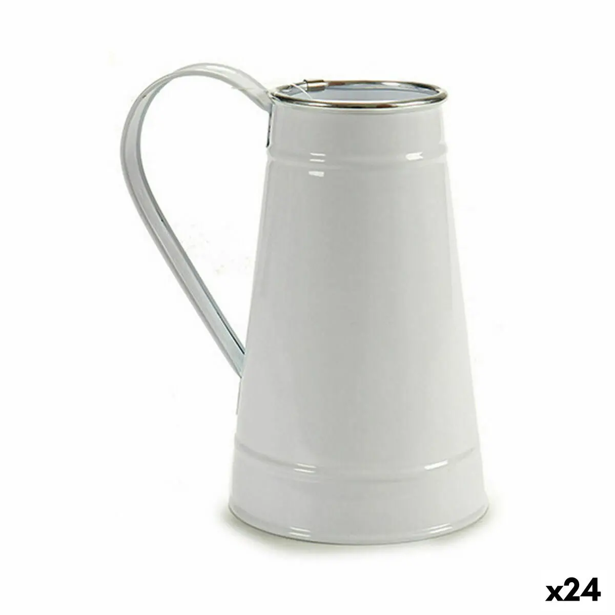 Planter Ibergarden White Silver Metal Milk Jug 17 X 18,5 X 11,3 Cm 17 X 19,5 X 11,3 Cm (24 Units) 1