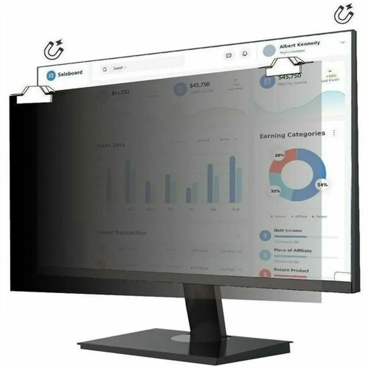 Privacy Filter For Monitor V7 Ps240wam 24" 1