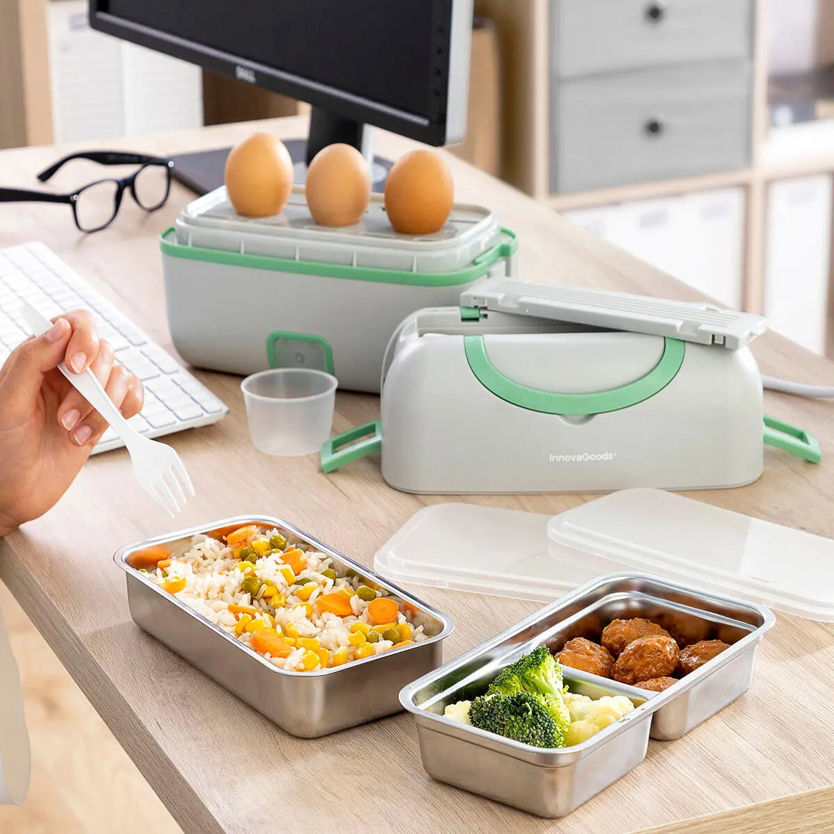 3-In-1 Electric Steamer Lunch Box With Recipes Beneam Innovagoods 1