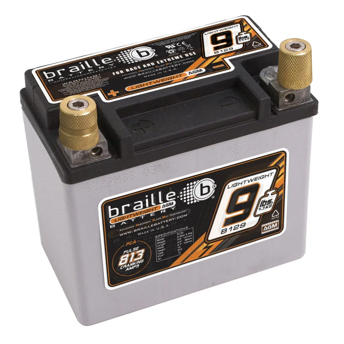 Braille Lightweight Agm Battery - 9Lbs 1