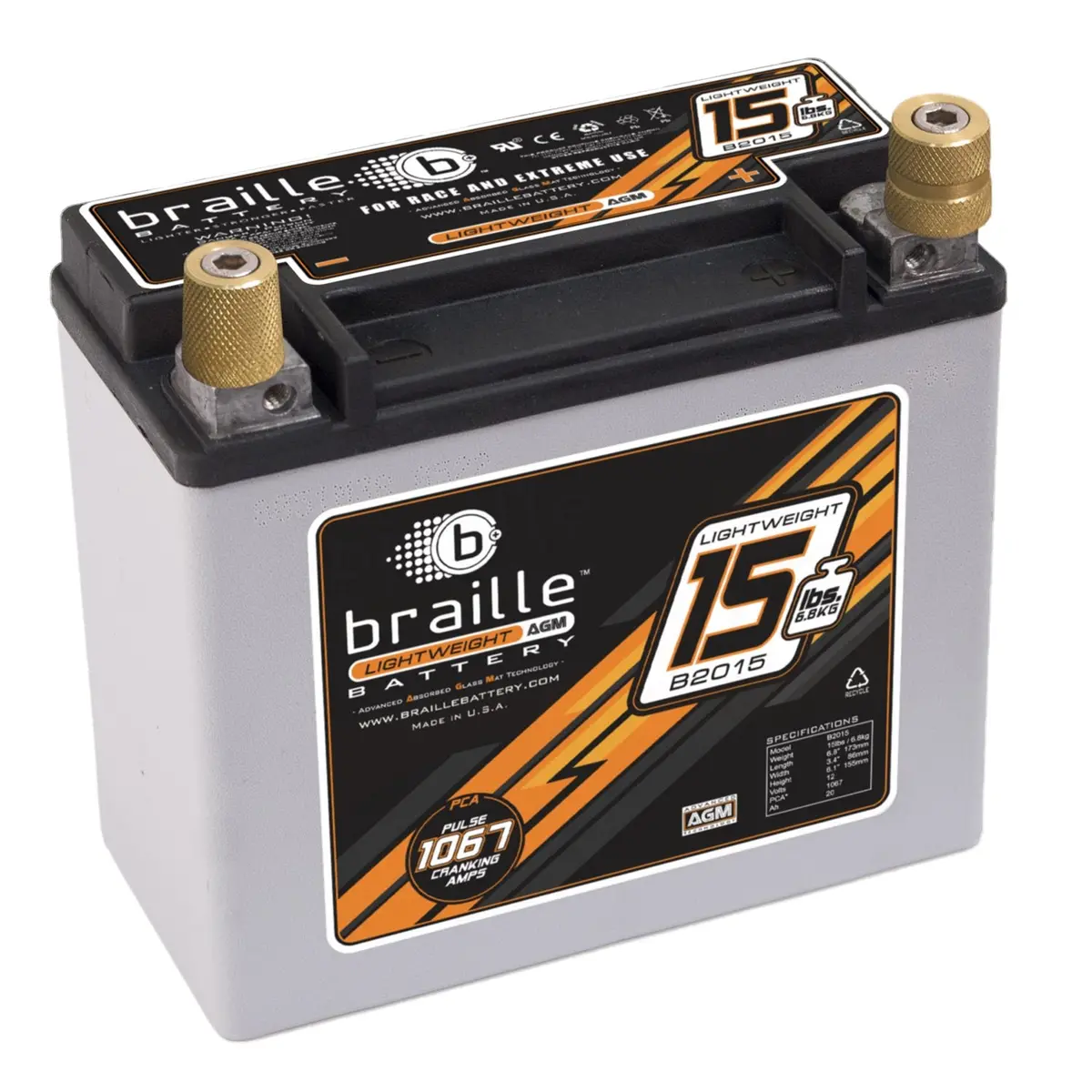 Braille Lightweight Agm Battery - 15Lbs 1