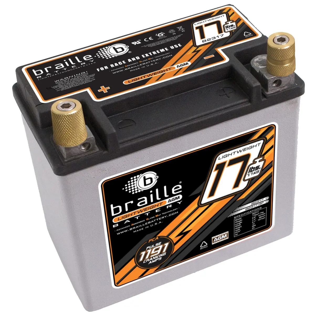 Braille Lightweight Agm Battery - 17Lbs 1