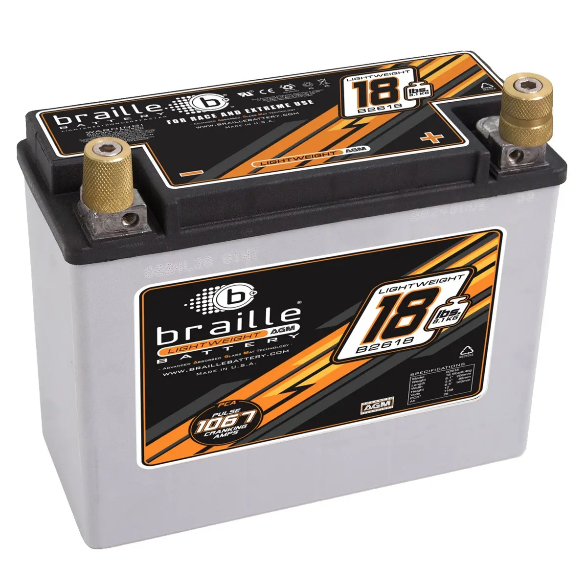Braille Lightweight Agm Battery - 18Lbs 1