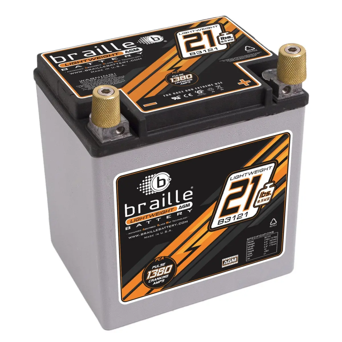 Braille Lightweight Agm Battery - 21Lbs 1