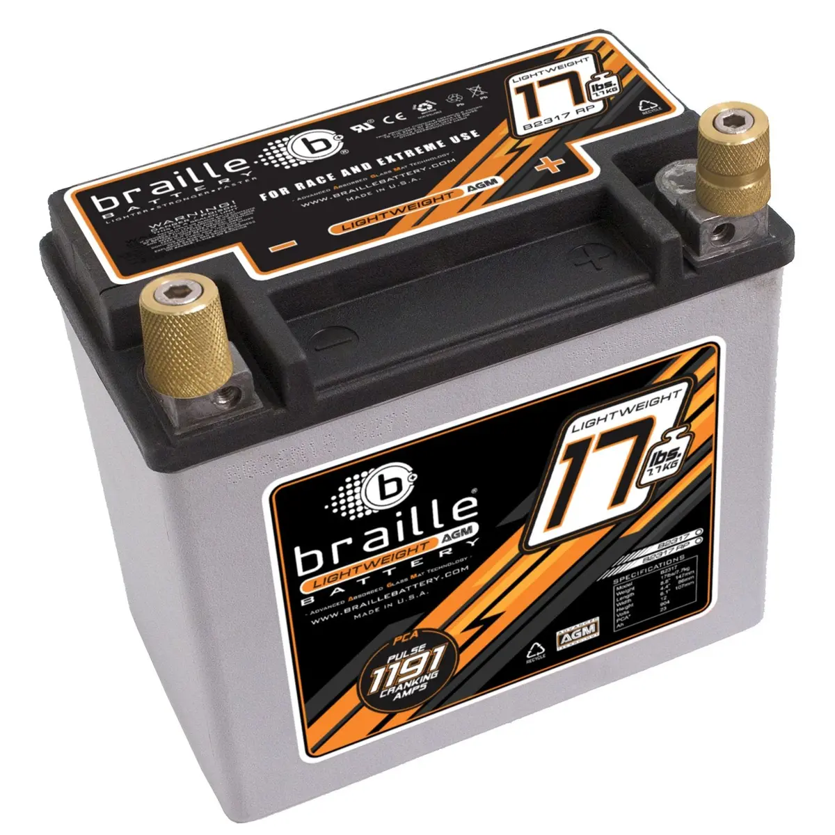 Braille Lightweight Agm Battery - 17Lbs Rp 1