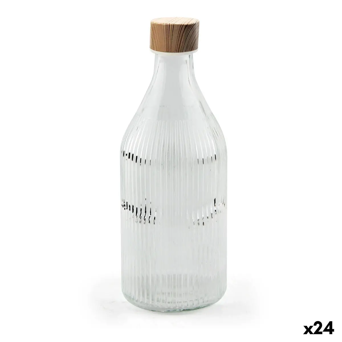 Glass Bottle La Mediterránea Transparent Metal Glass 1 L (24 Units) 1