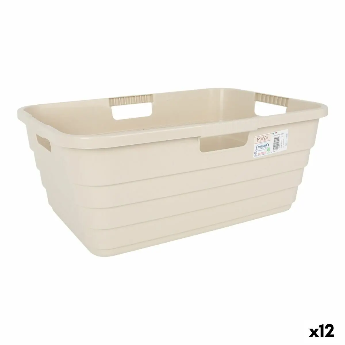 Laundry Basket Tontarelli Maya Beige Plastic 54,5 X 37,5 X 22 Cm (12 Units) 1
