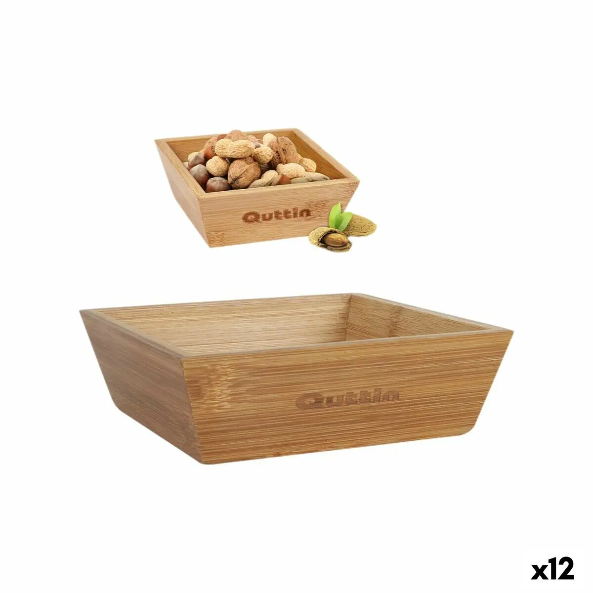 Snack Bowl Quttin Bamboo 16 X 16 X 5 Cm (12 Units) 1