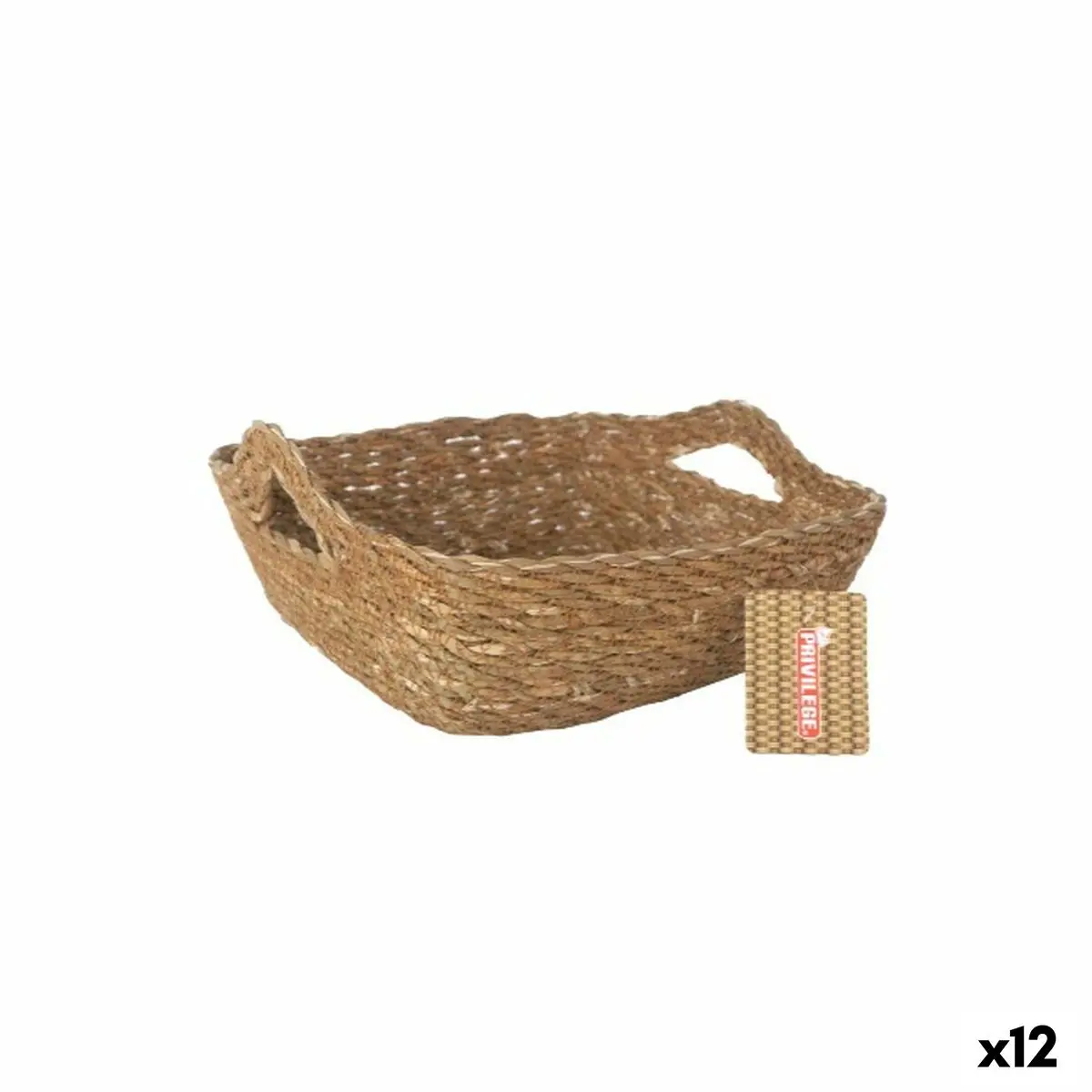 Multi-Purpose Basket Privilege Brown Wicker 22 X 22 X 8 Cm (12 Units) 1